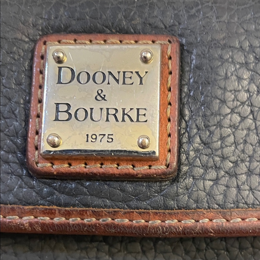 Dooney & Bourke Textured Black Wallet with Brown Trim - Picture 4 of 4